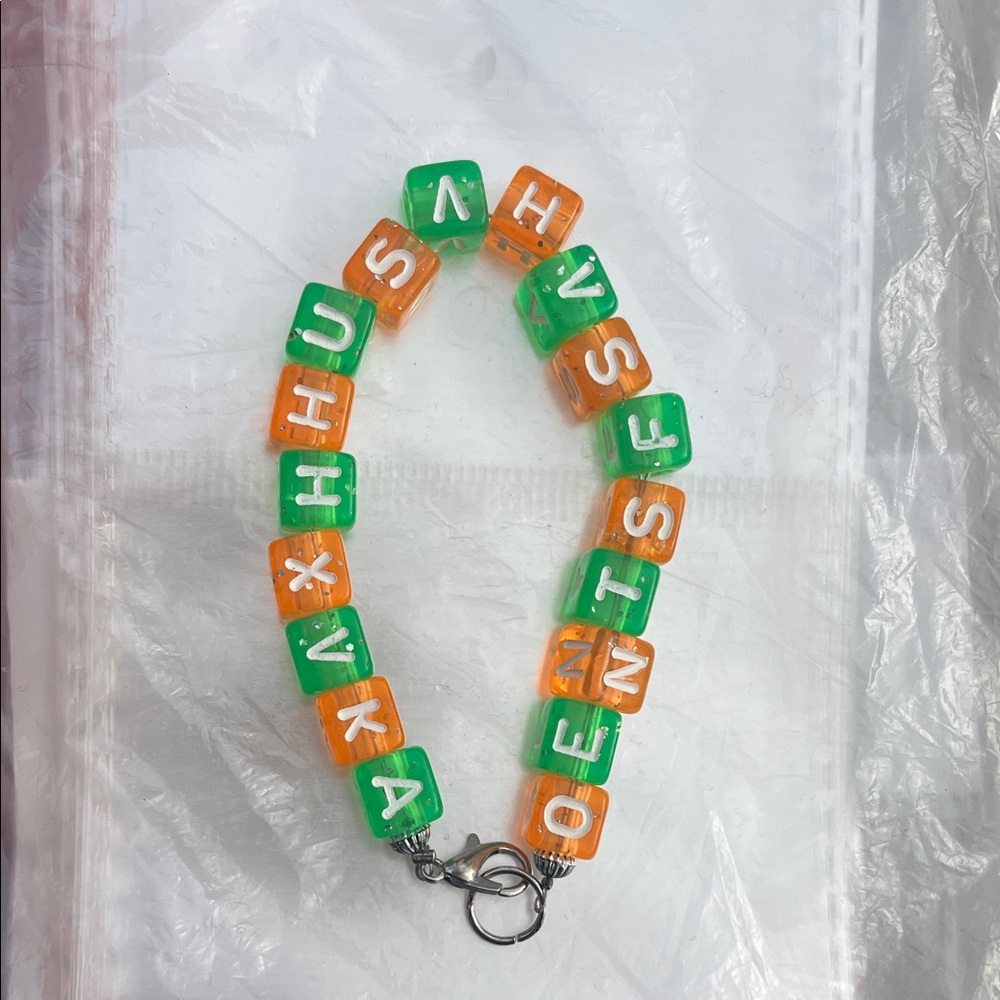 Colorful Beaded Bracelet with Letter Charms